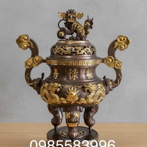 Đỉnh Thờ Mạ Vàng Chạm Khắc Long Phụng